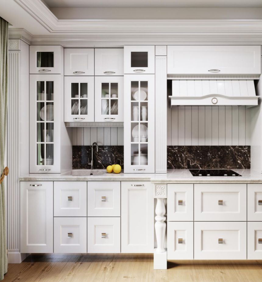 White Tribeca kitchen cabinets with clean modern design